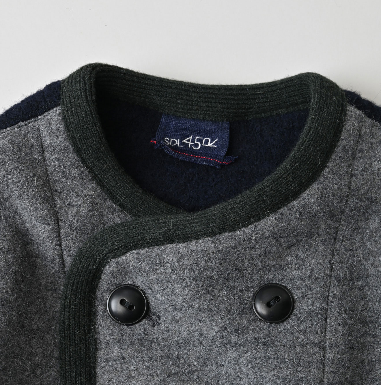 Crazy Boiled Wool Knit Tyrolean Coat Detail