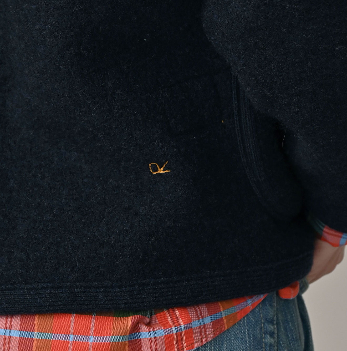 Boiled Wool Knit Tyrolean Cardigan Detail