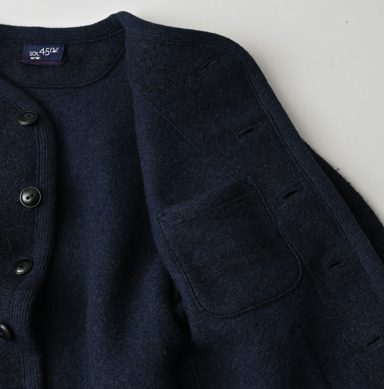 Boiled Wool Knit Tyrolean Cardigan Detail