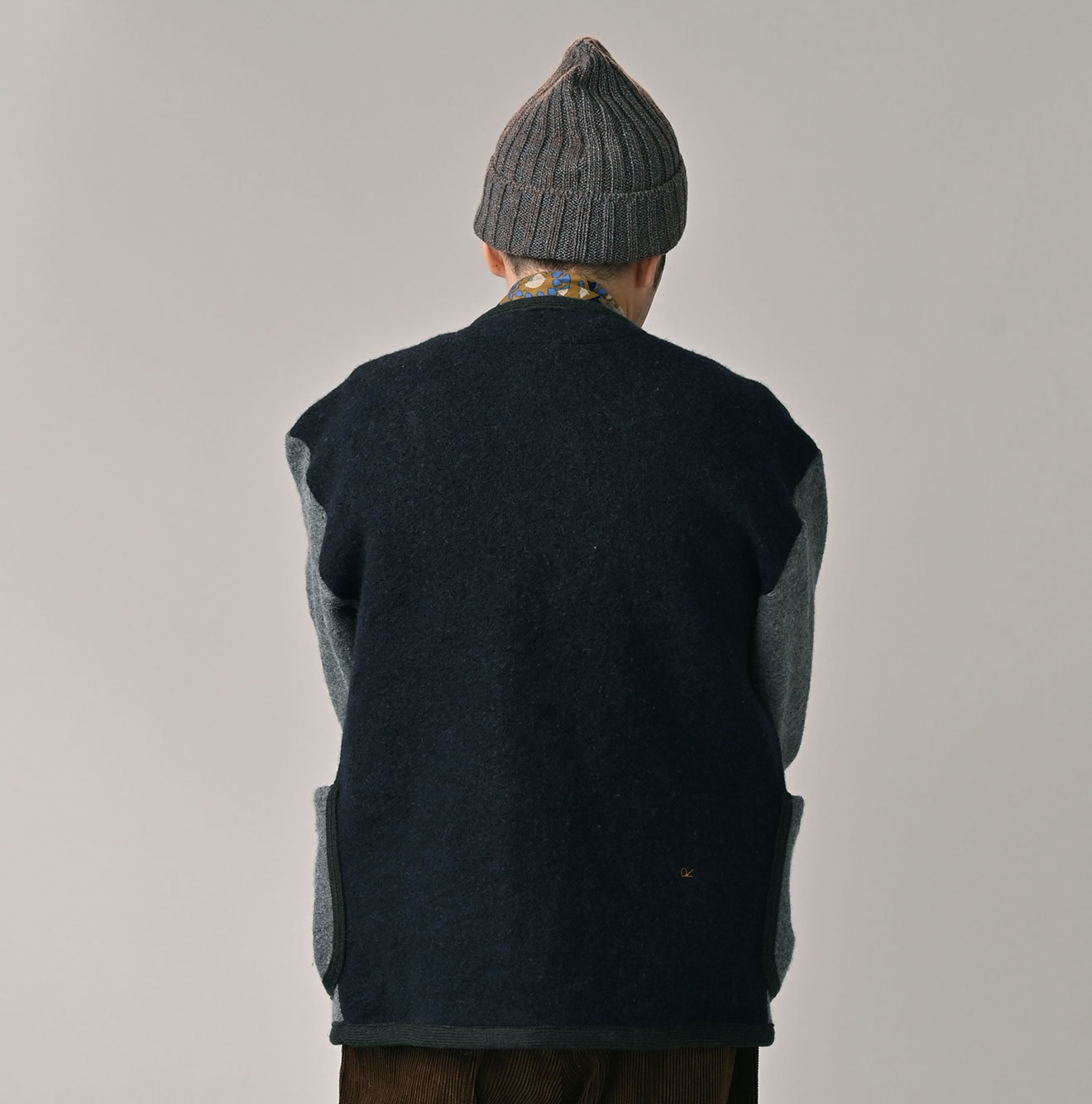 Crazy Boiled Wool Knit Tyrolean Cardigan Male Model