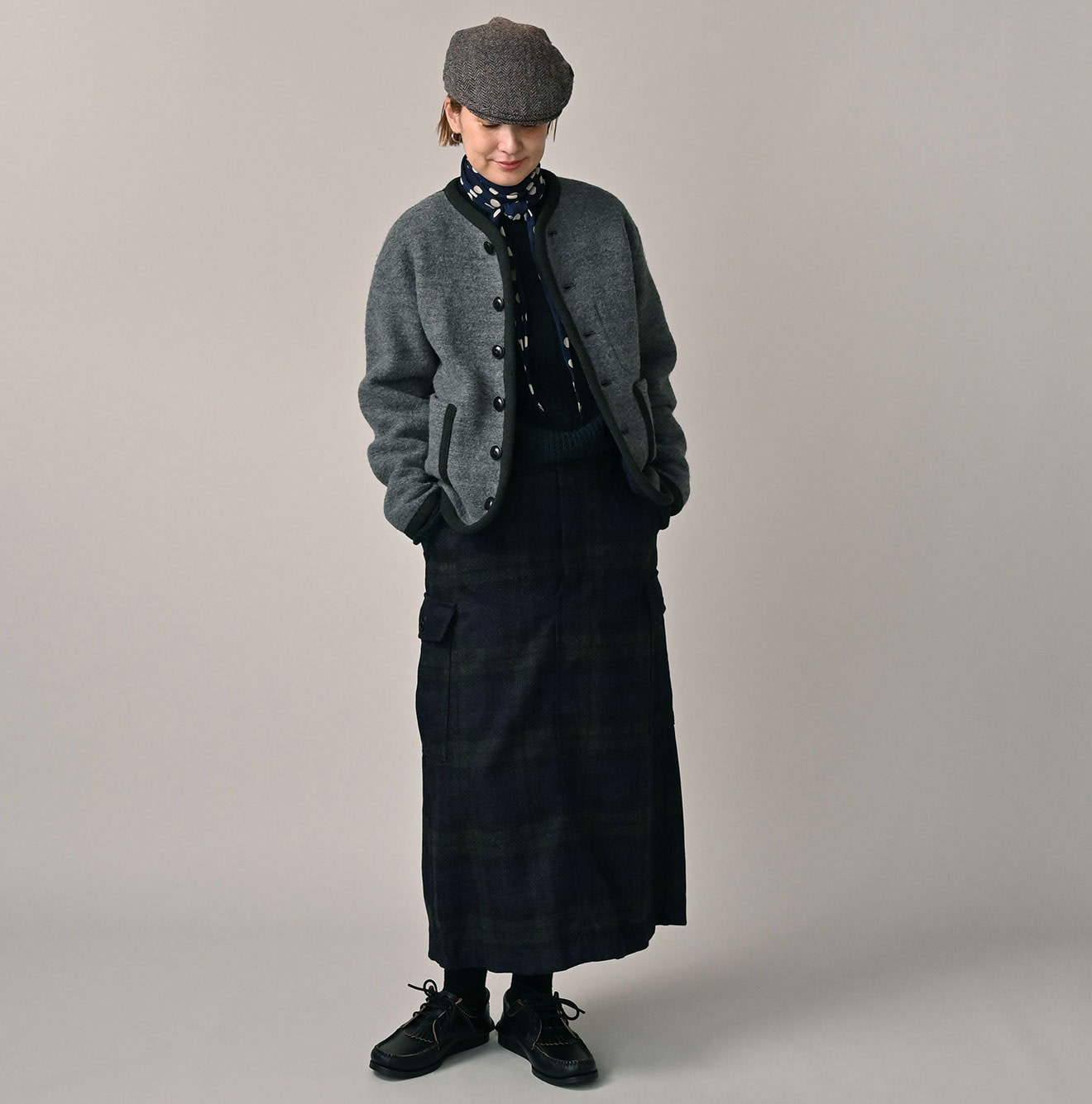 Crazy Boiled Wool Knit Tyrolean Cardigan Female Model