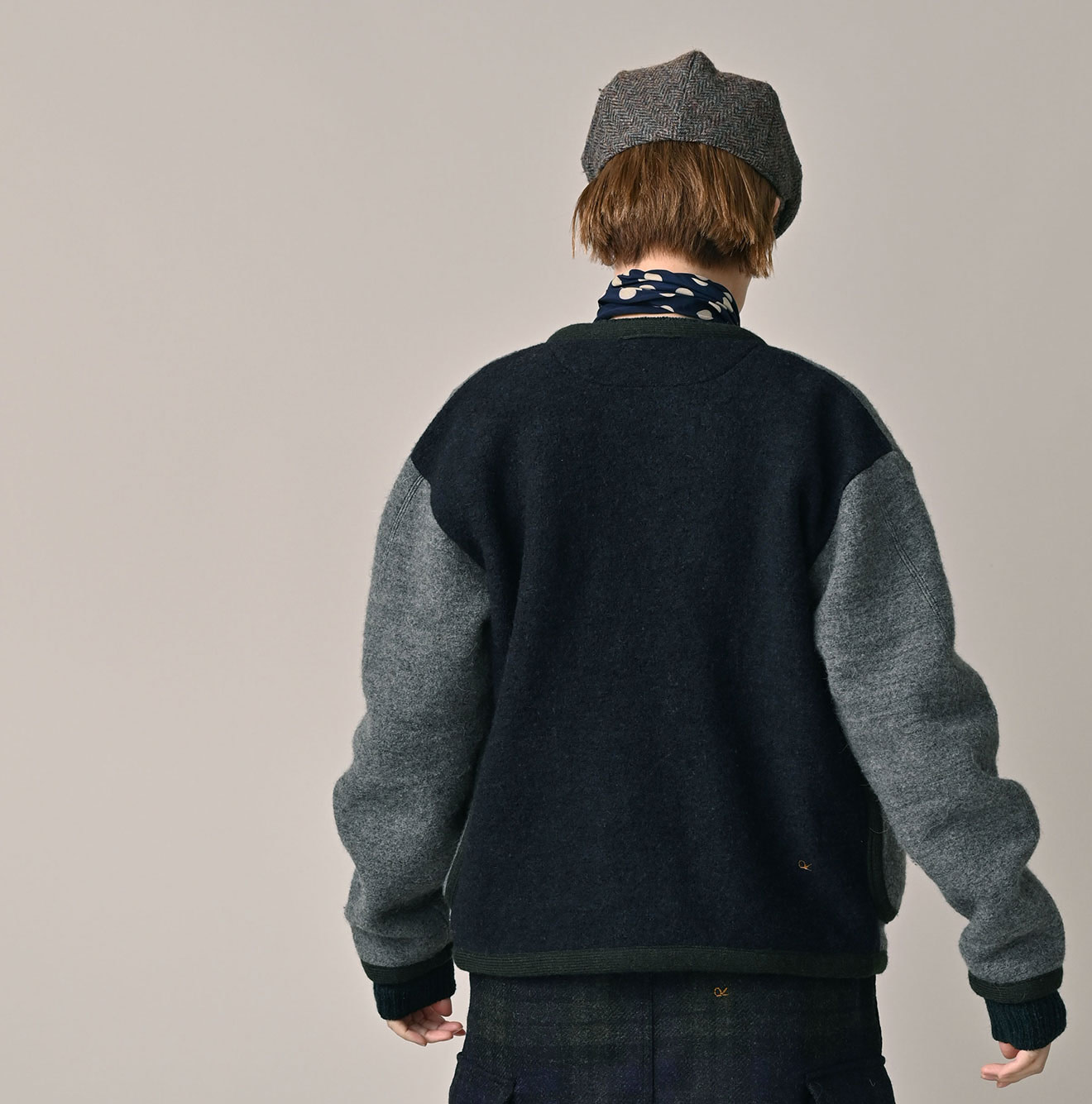 Crazy Boiled Wool Knit Tyrolean Cardigan Female Model