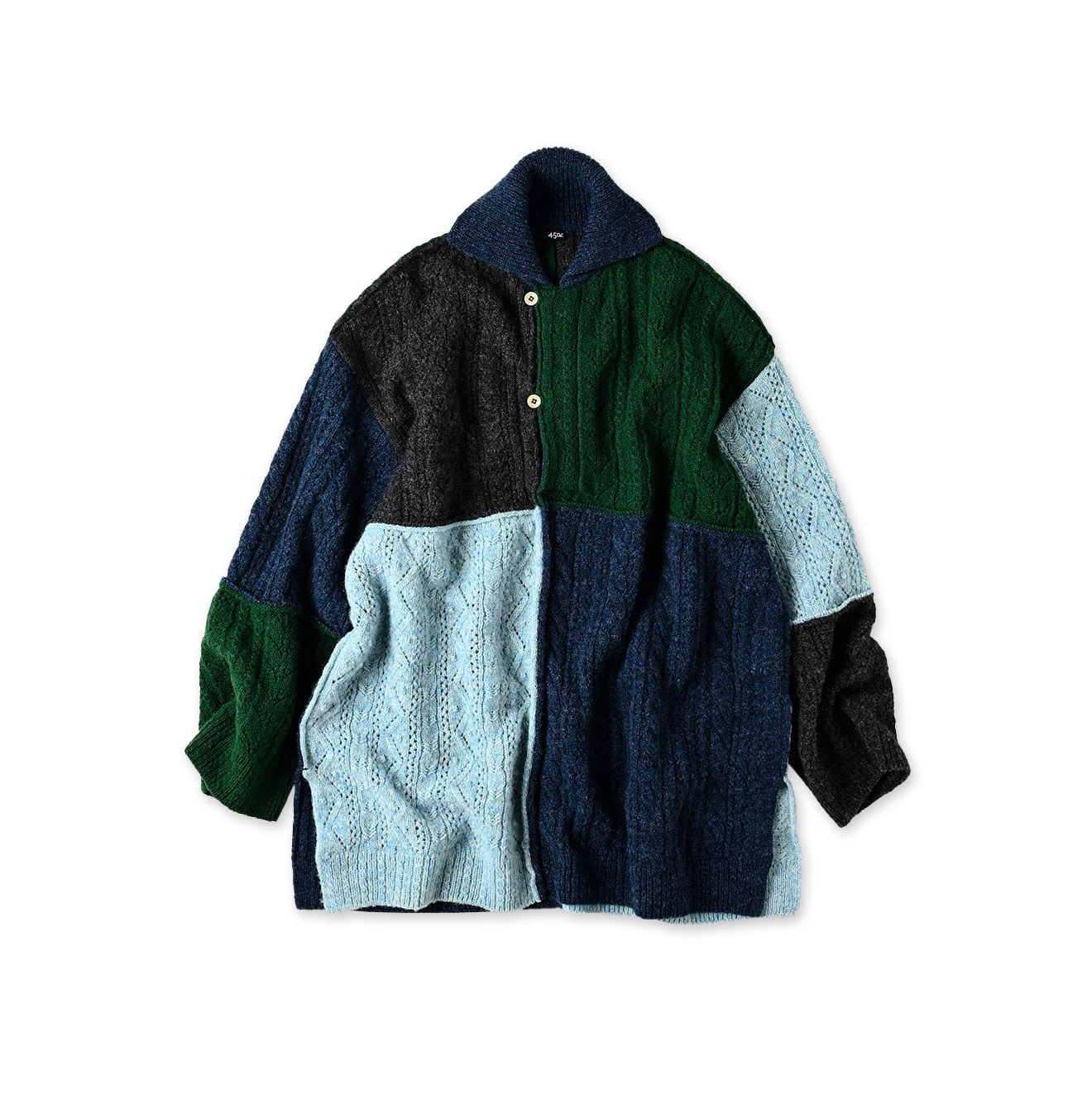 Shetland Knitting Pattern Patchwork Tunic Navy Mix