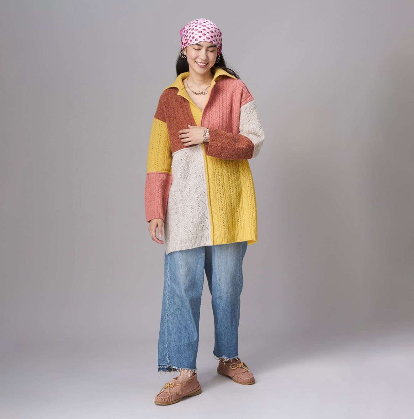 Shetland Knitting Pattern Patchwork Tunic Famele Model