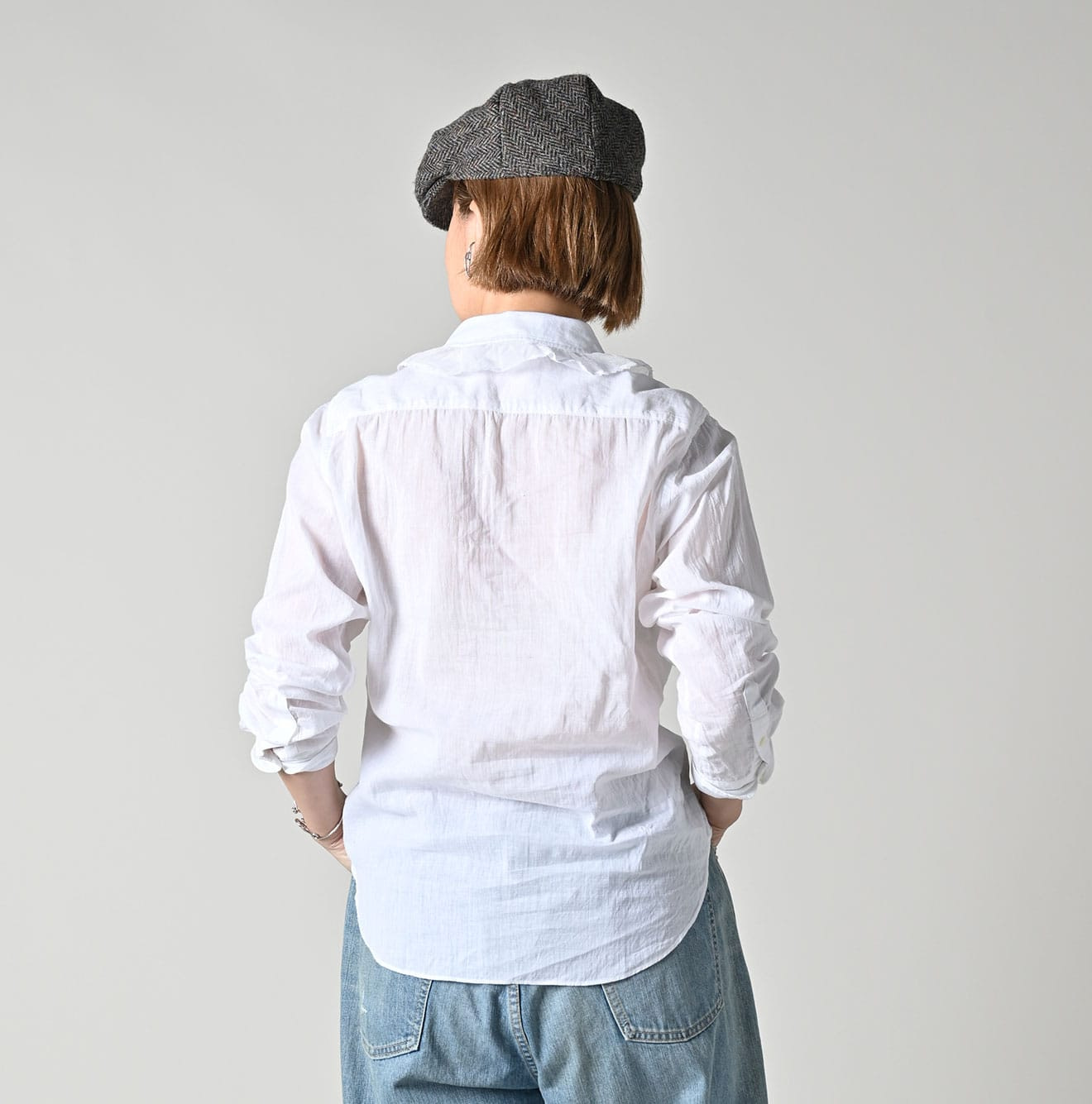 Indian Khadi Tulle Frill Blouse Female Model
