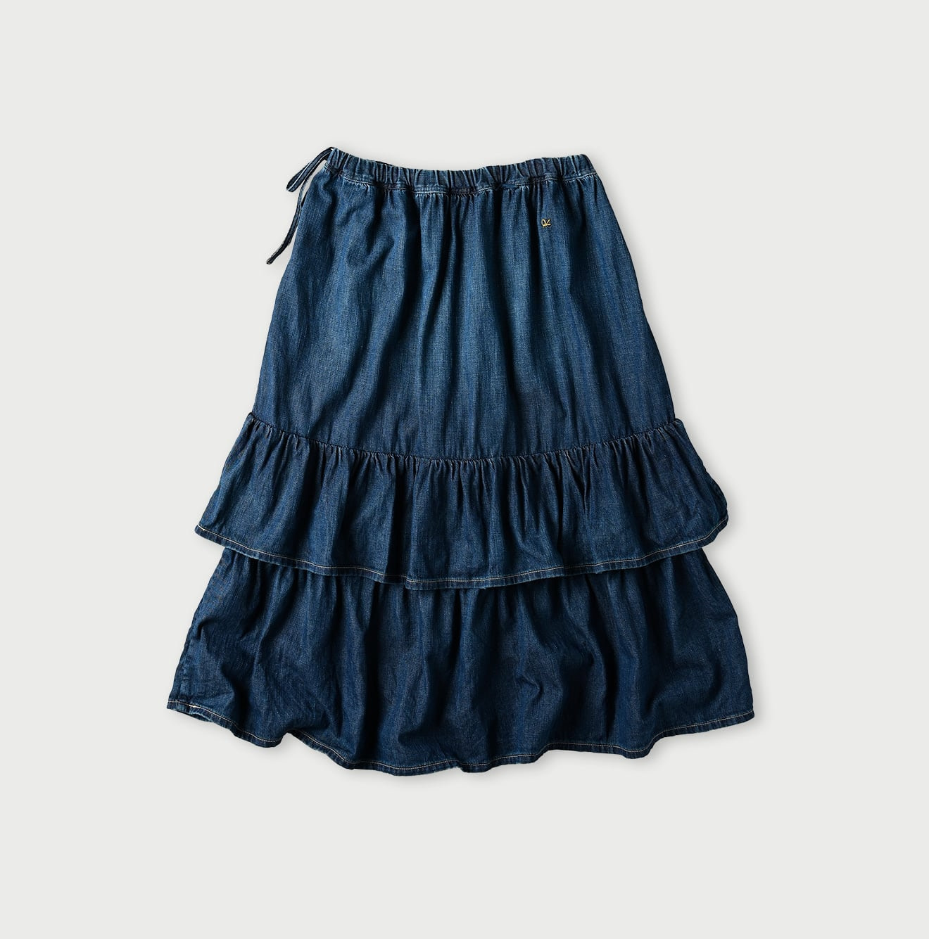 45 Petit Denim Tiered Frill Petit Skirt Distressed Back