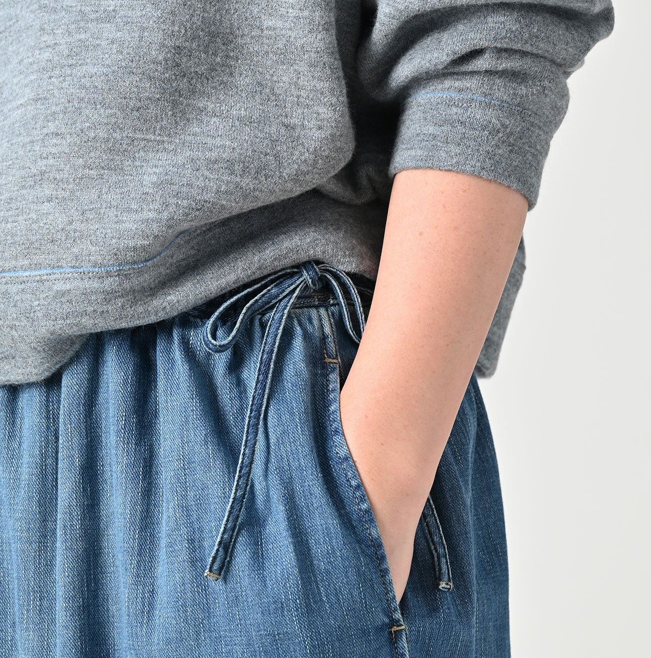 45 Petit Denim Tiered Frill Petit Skirt Distressed Detail