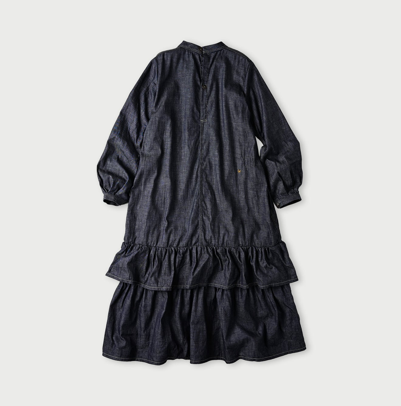 45 Petit Denim Tiered Frill Dress Back