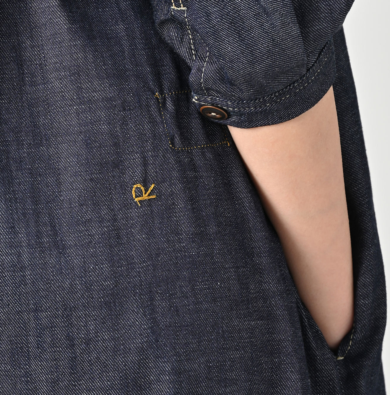 45 Petit Denim Tiered Frill Dress Detail