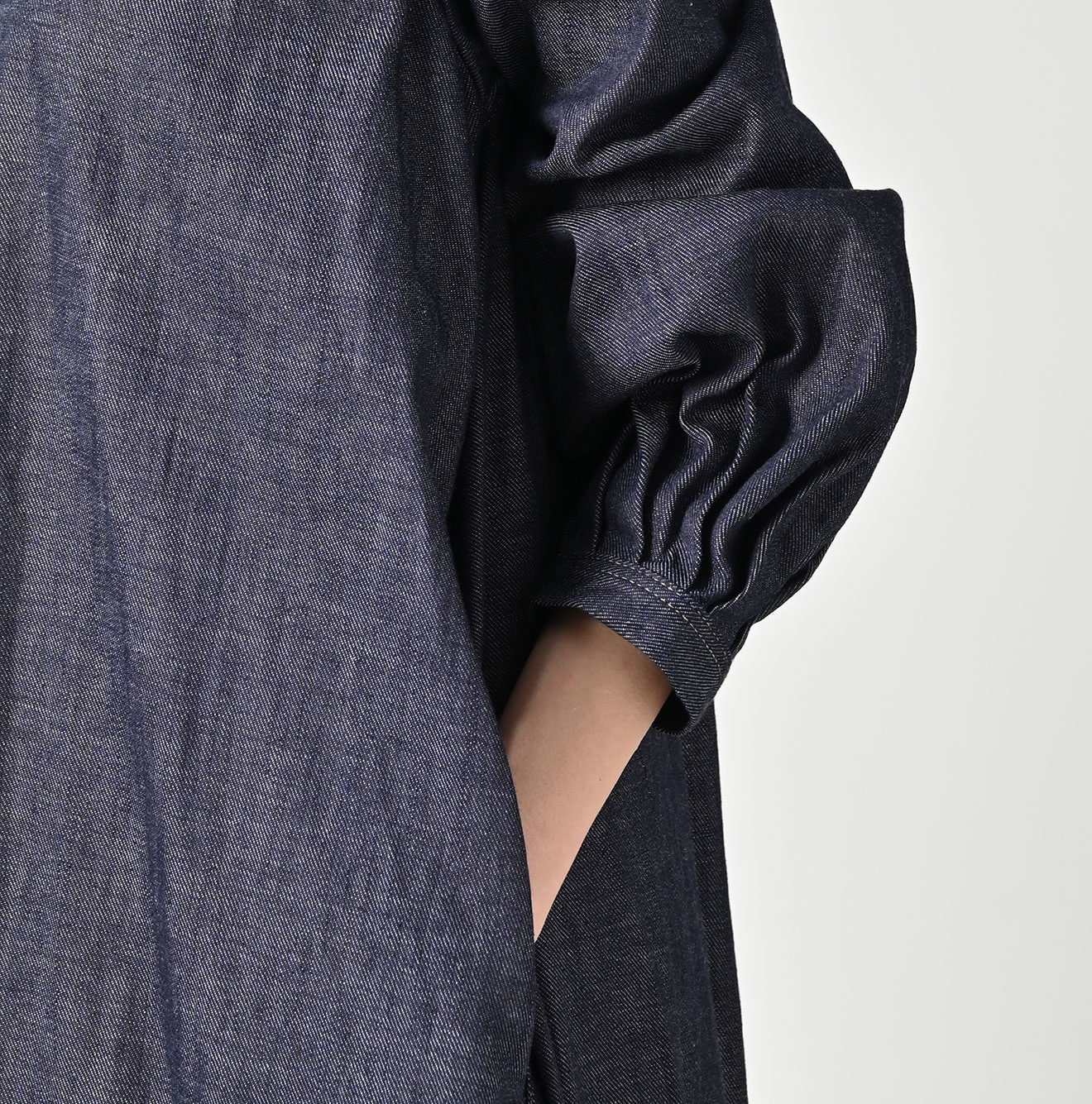 45 Petit Denim Tiered Frill Dress Detail