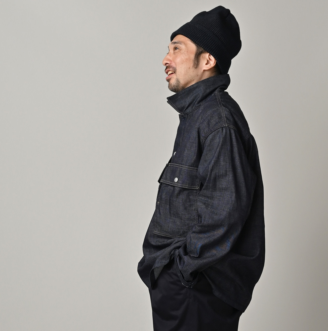 45 Petit Denim Bush Shirt Male Model