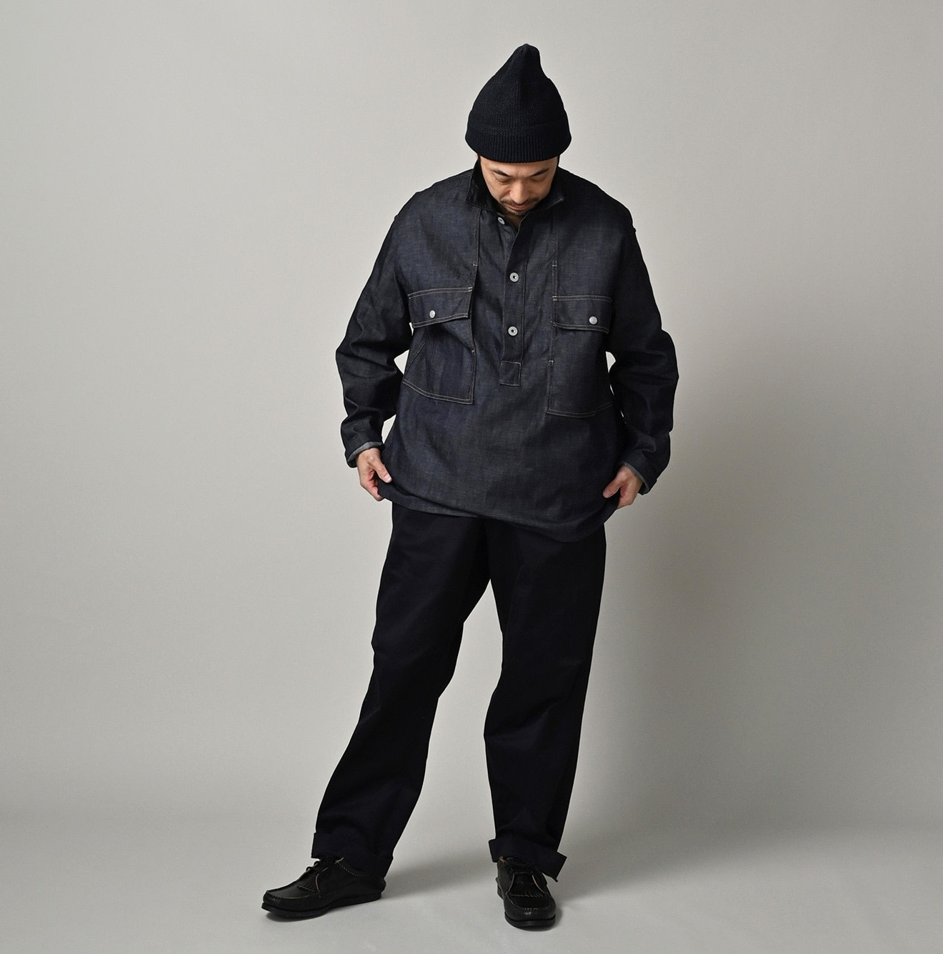 45 Petit Denim Bush Shirt Male Model