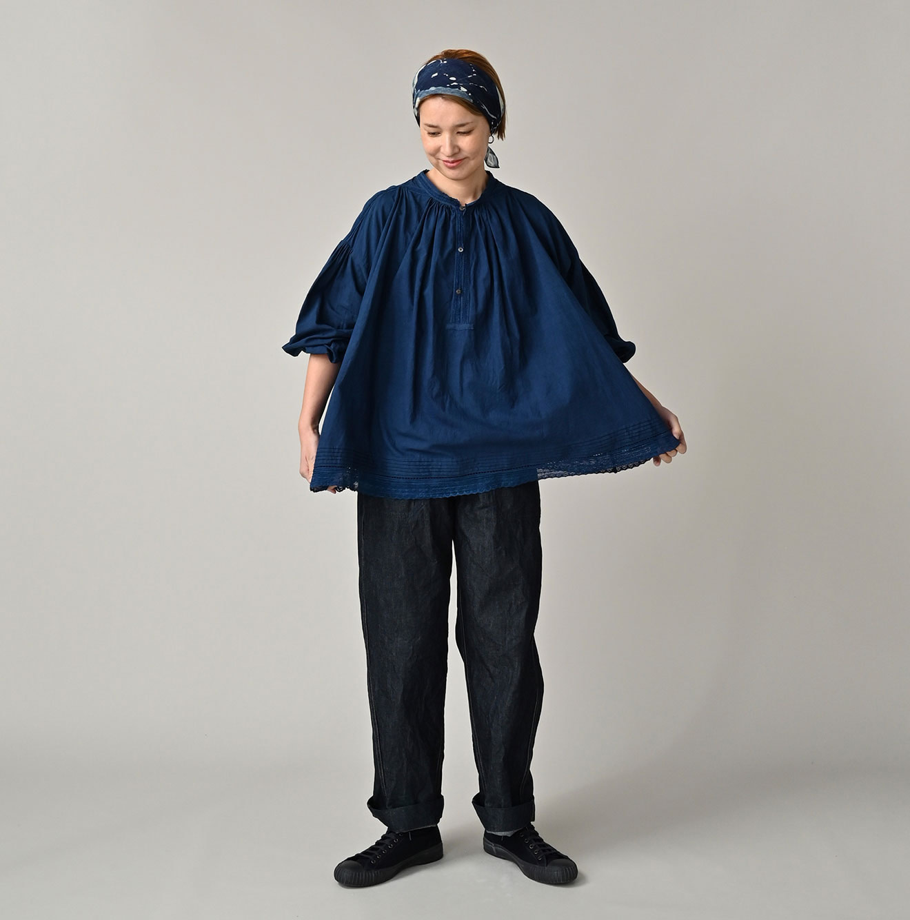 Mugihiko Denim Painter Pants Nou Female Model