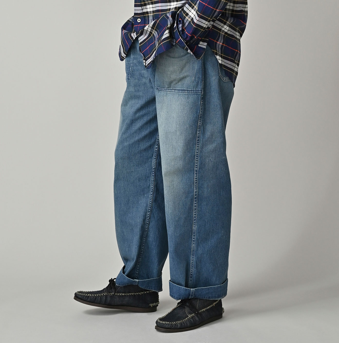 Mugihiko Denim 908 Painter Pants Tan Male Model