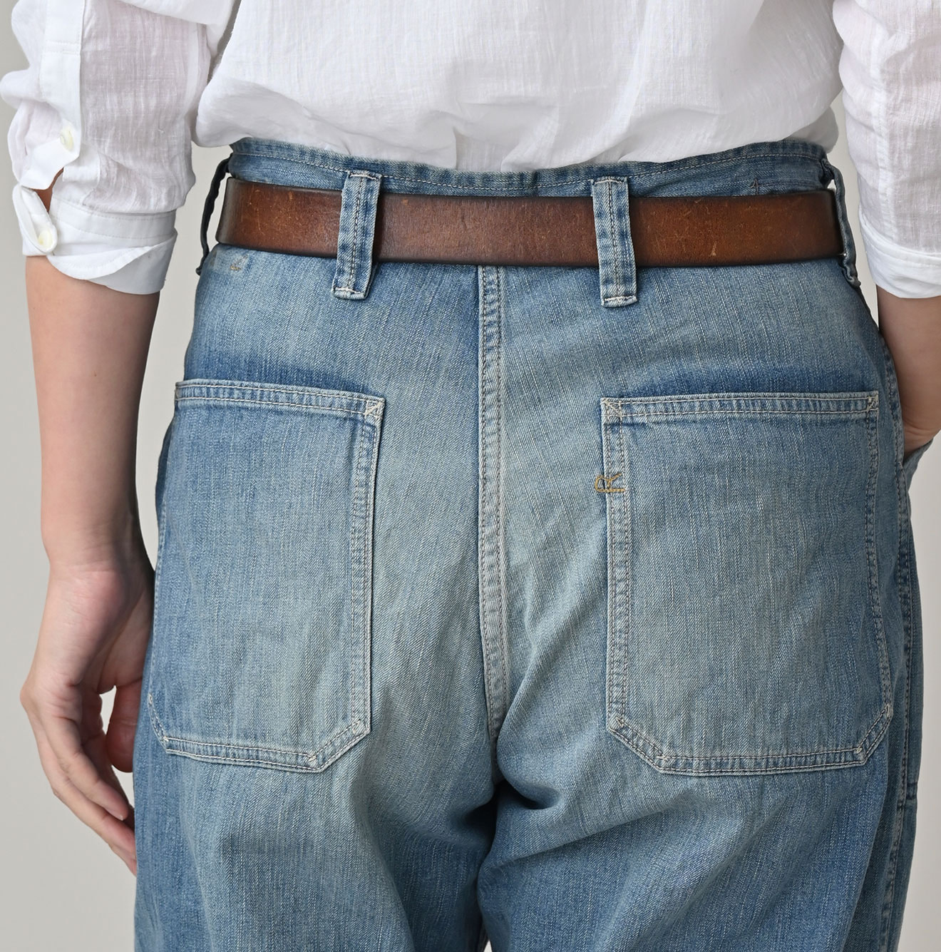 Mugihiko Denim 908 Painter Pants Tan Detail