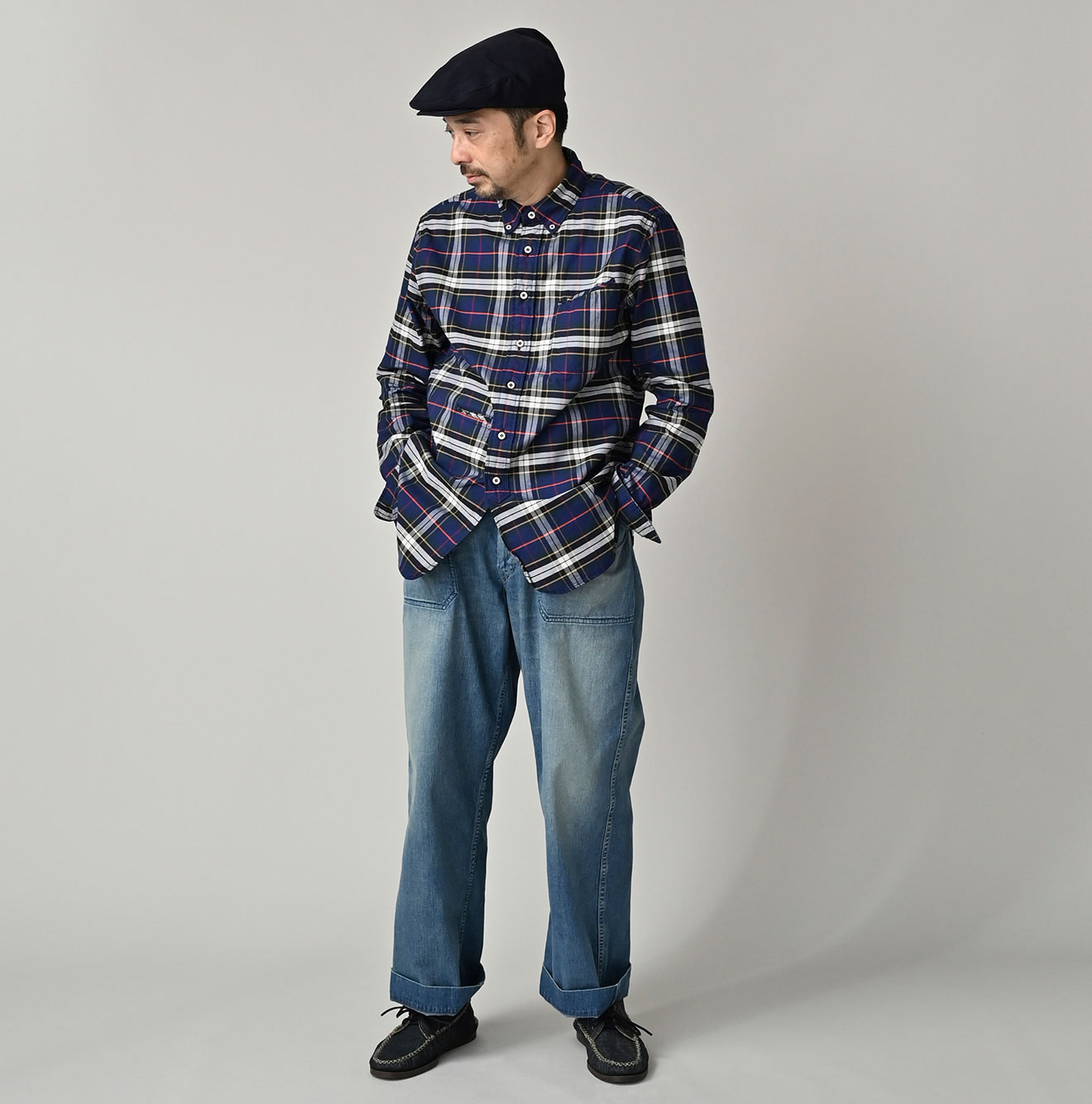 Mugihiko Denim 908 Painter Pants Tan Male Model
