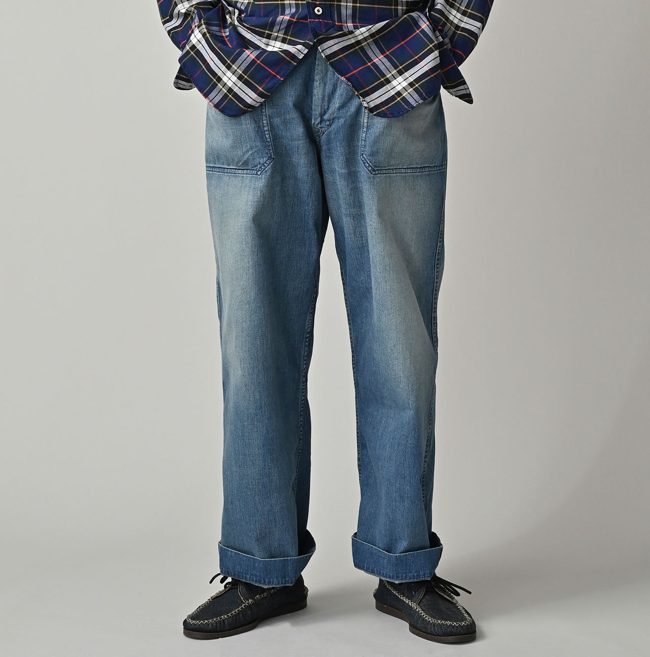 Mugihiko Denim 908 Painter Pants Tan Male Model