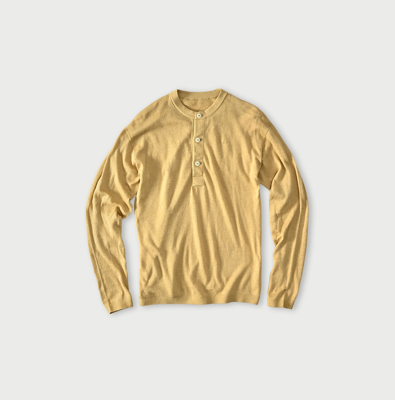 Whole Super Gauze 908 Henley Off Beige
