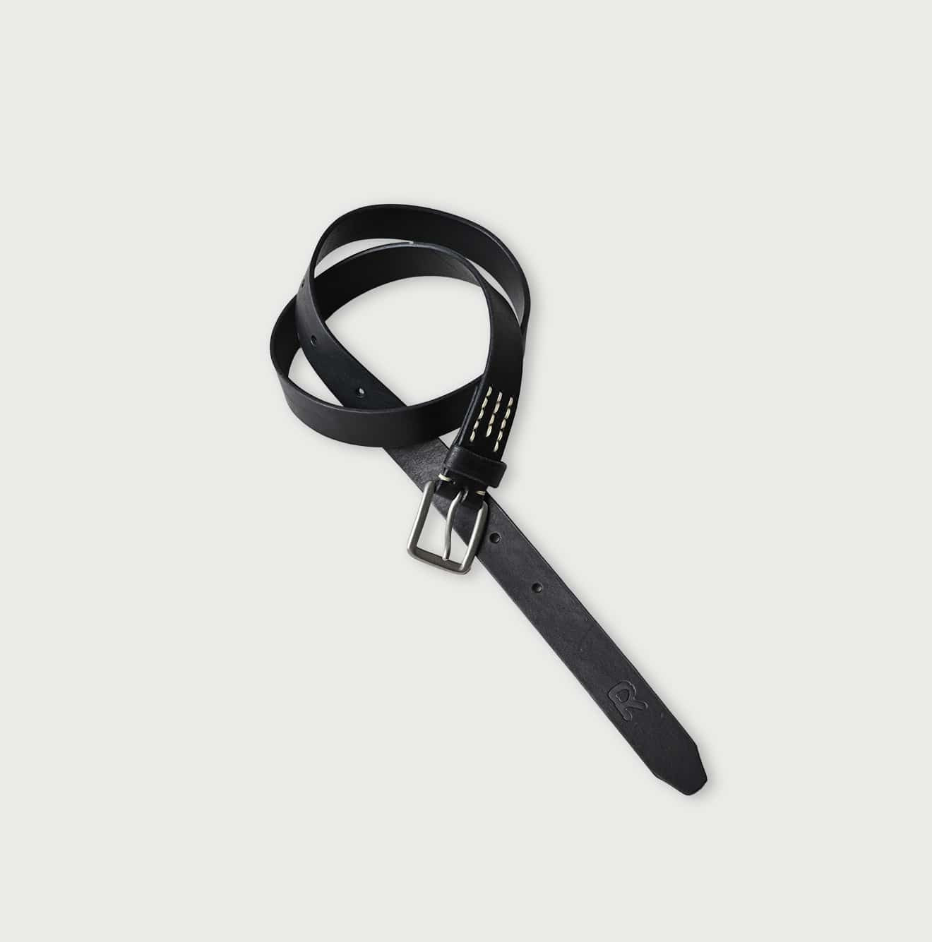 Vintage Leather Belt Narrow Black