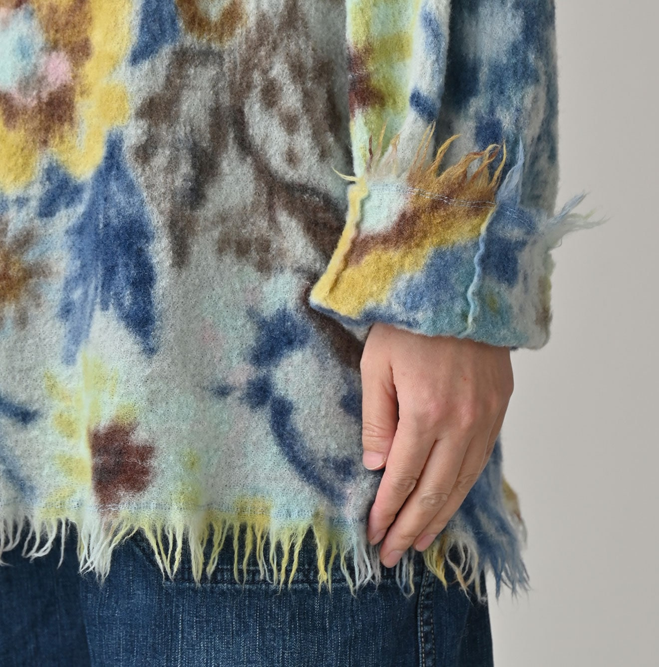 Boiled Wool Jardin Print Poyon Blouse Detail