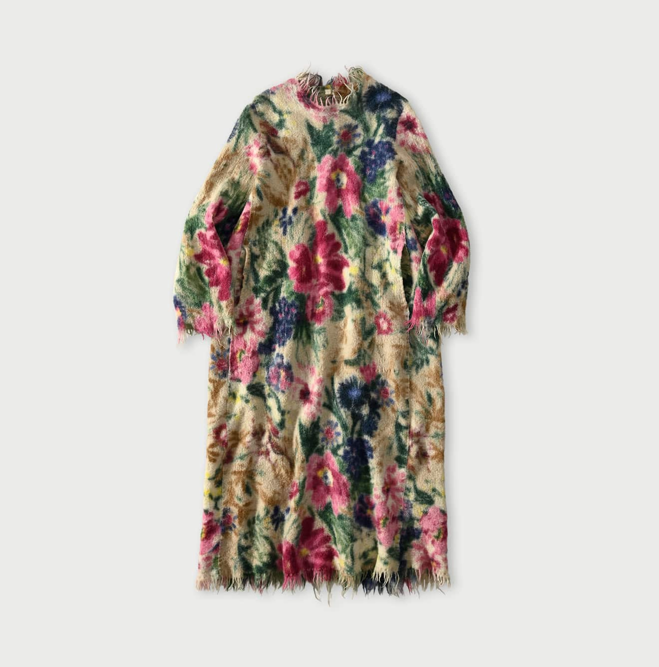 Boiled Wool Jardin Print Poyon Dress Pink