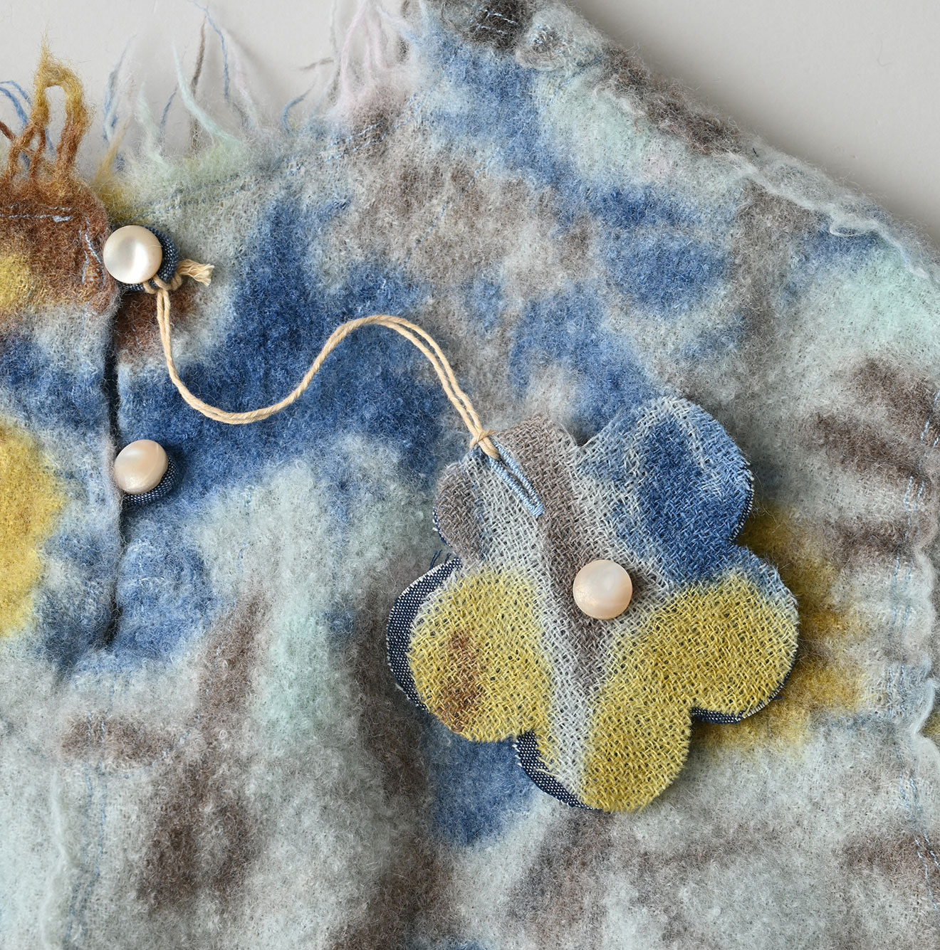 Boiled Wool Jardin Print Poyon Dress Detail