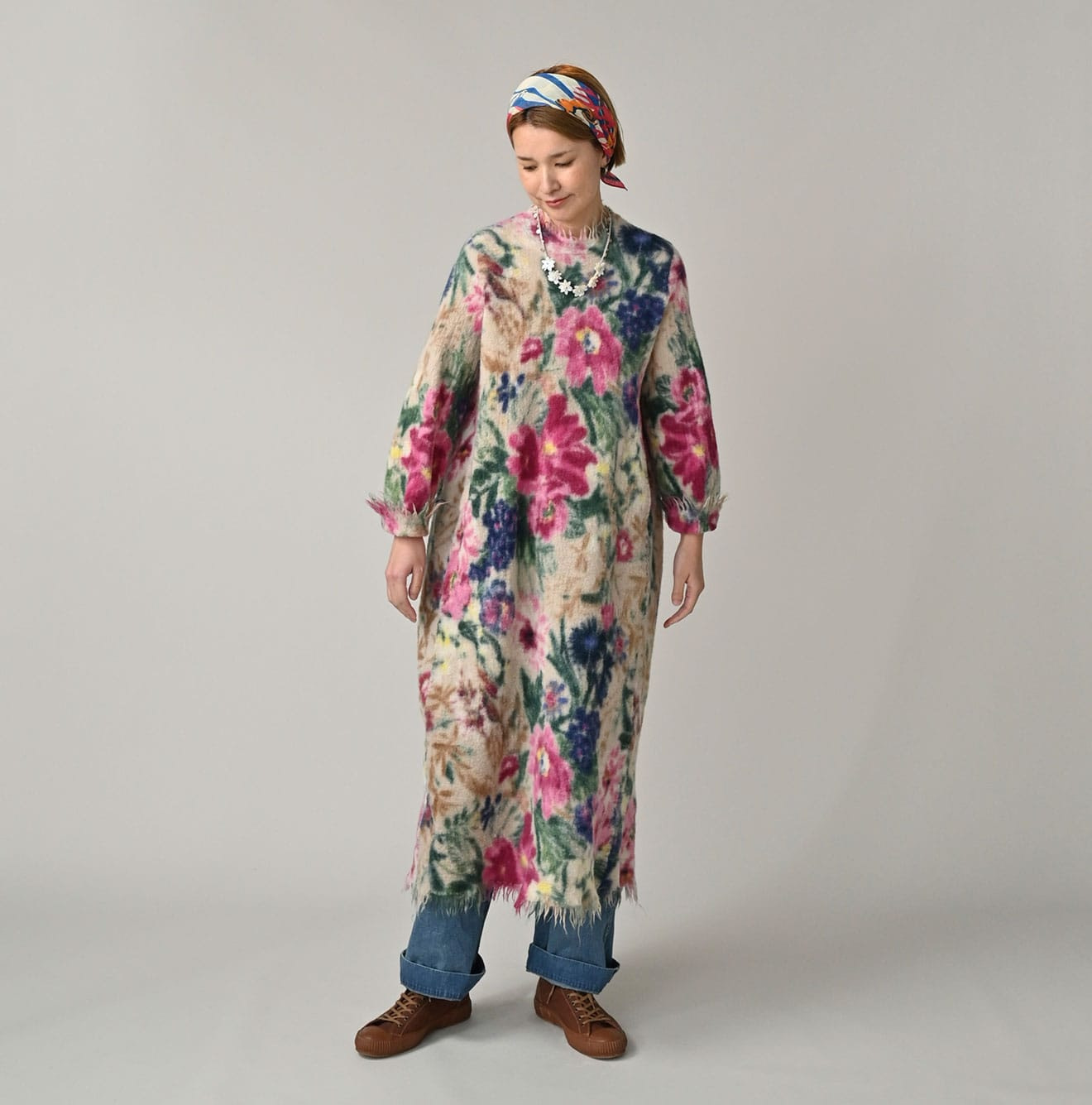 Boiled Wool Jardin Print Poyon Dress Female Model