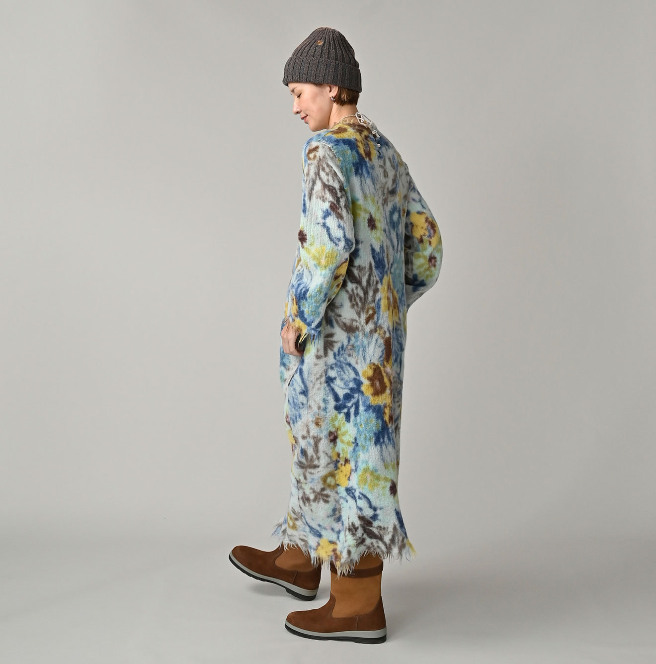 Boiled Wool Jardin Print Poyon Dress Female Model