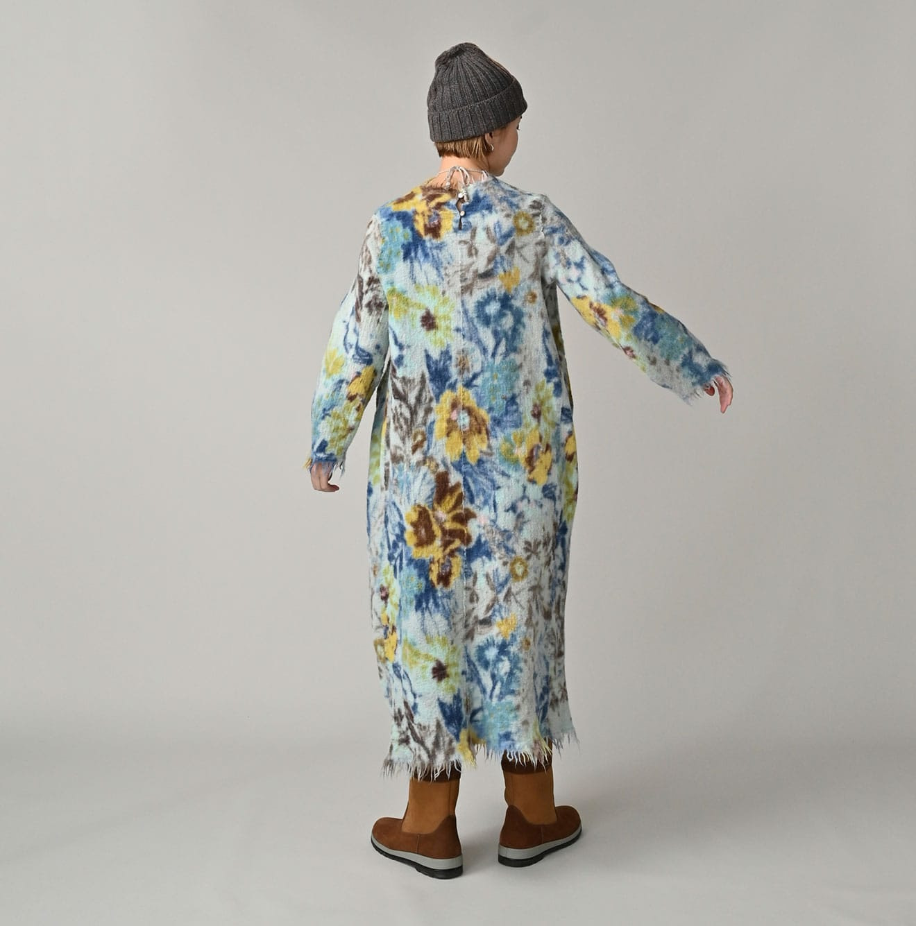 Boiled Wool Jardin Print Poyon Dress Female Model