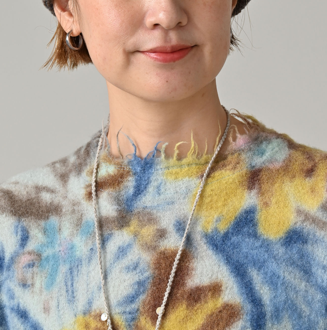 Boiled Wool Jardin Print Poyon Dress Detail