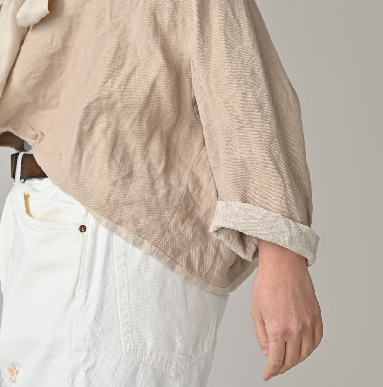 Linen Layered Embroidery Bolero Detail