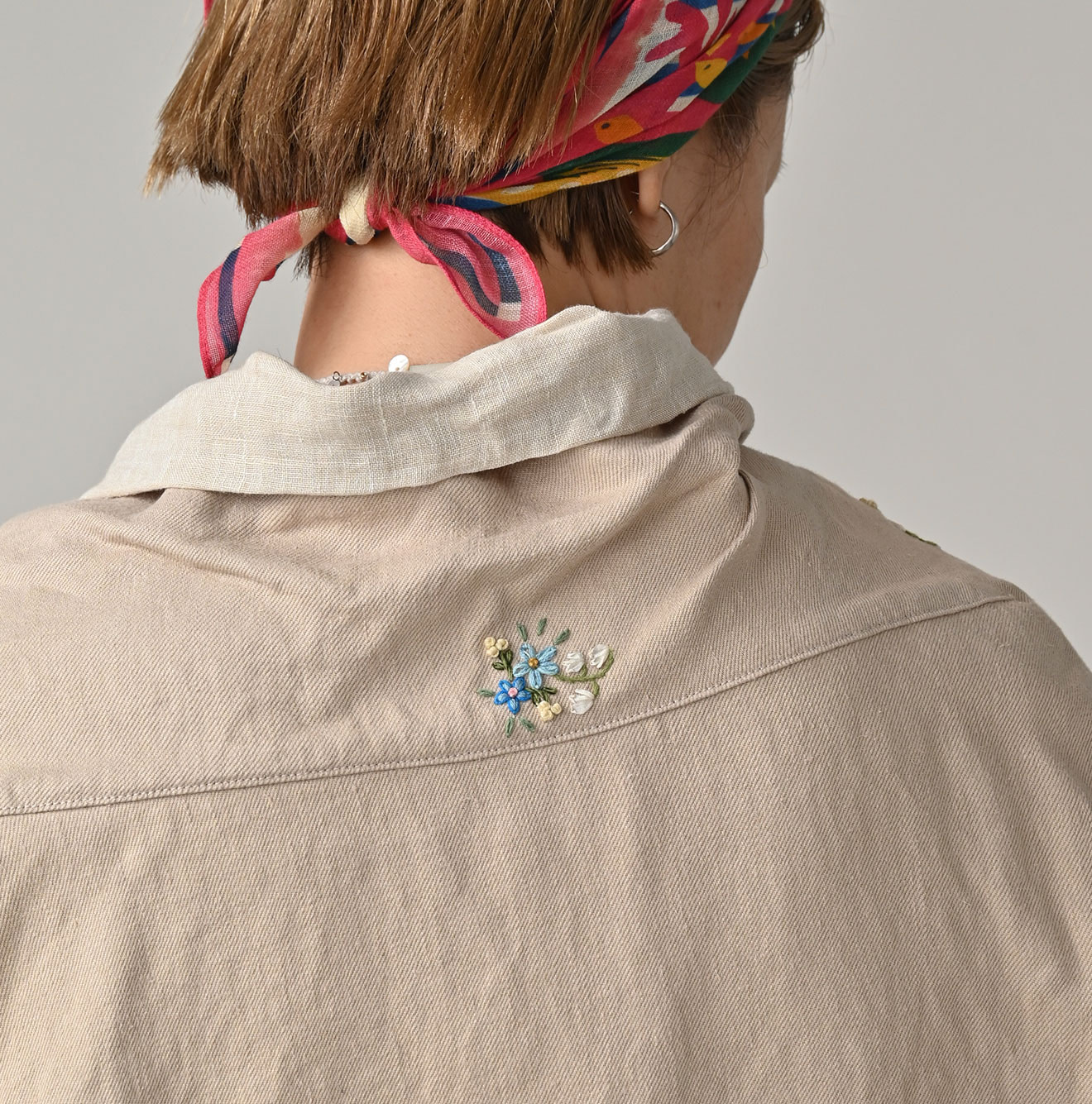 Linen Layered Embroidery Bolero Detail