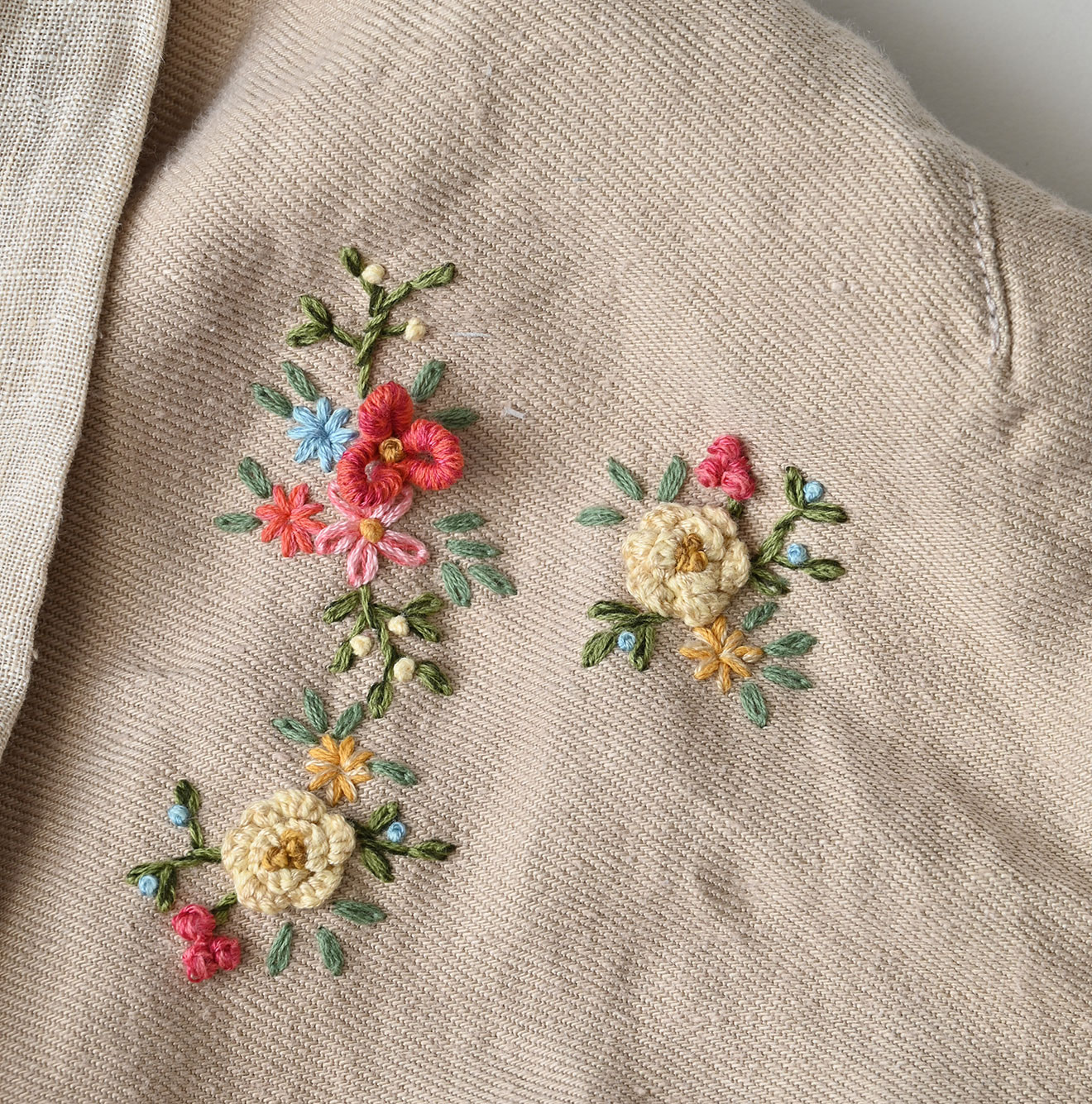 Linen Layered Embroidery Bolero Detail