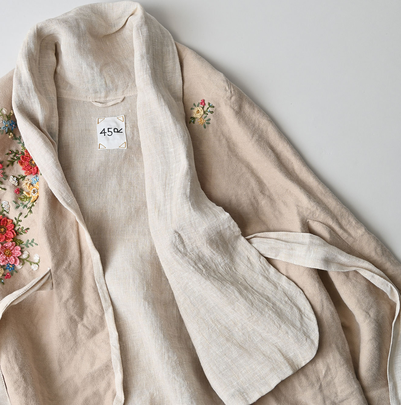 Linen Layered Embroidery Bolero Detail