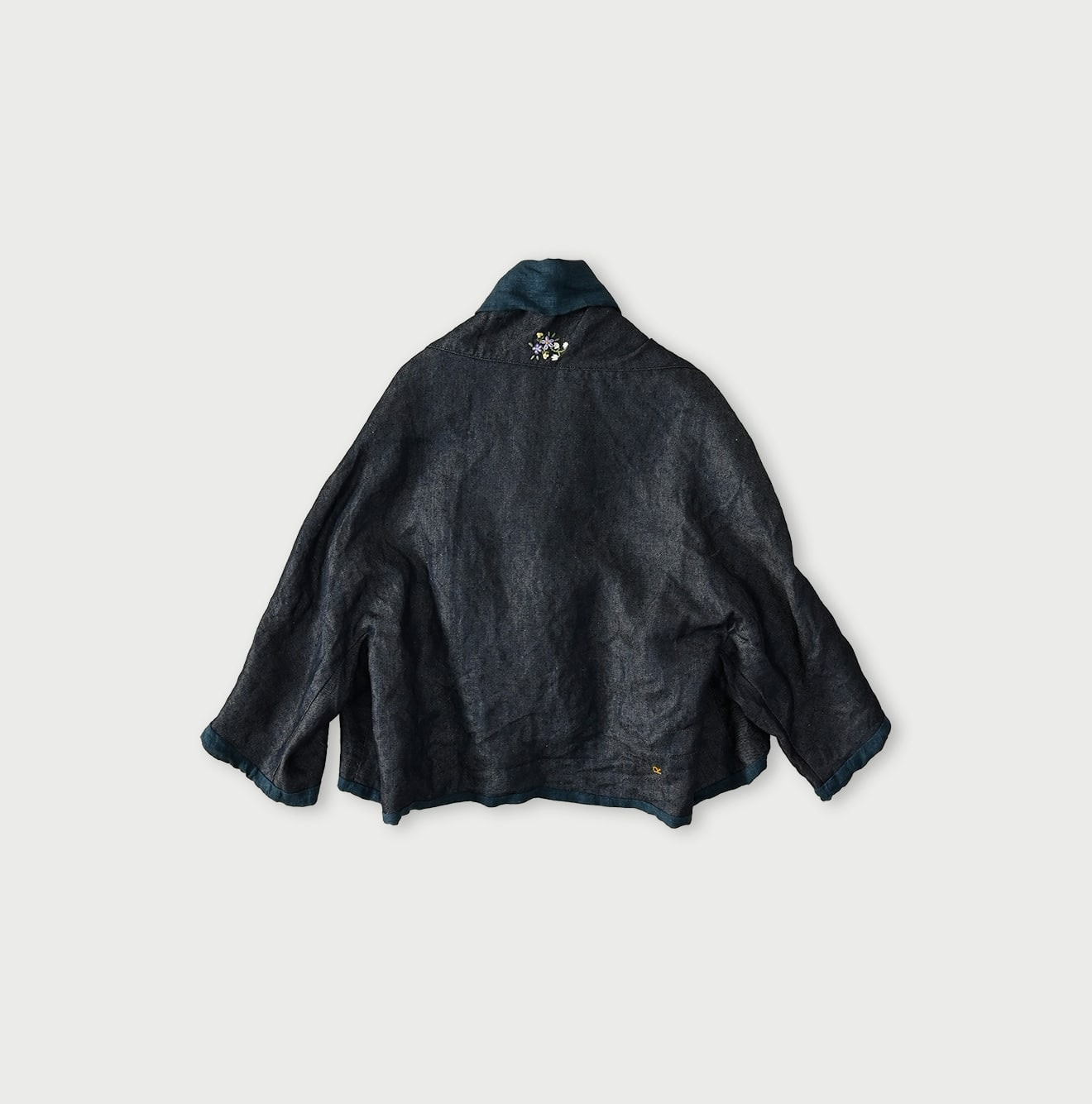 Ai Indigo Linen Layered Embroidery Bolero Back