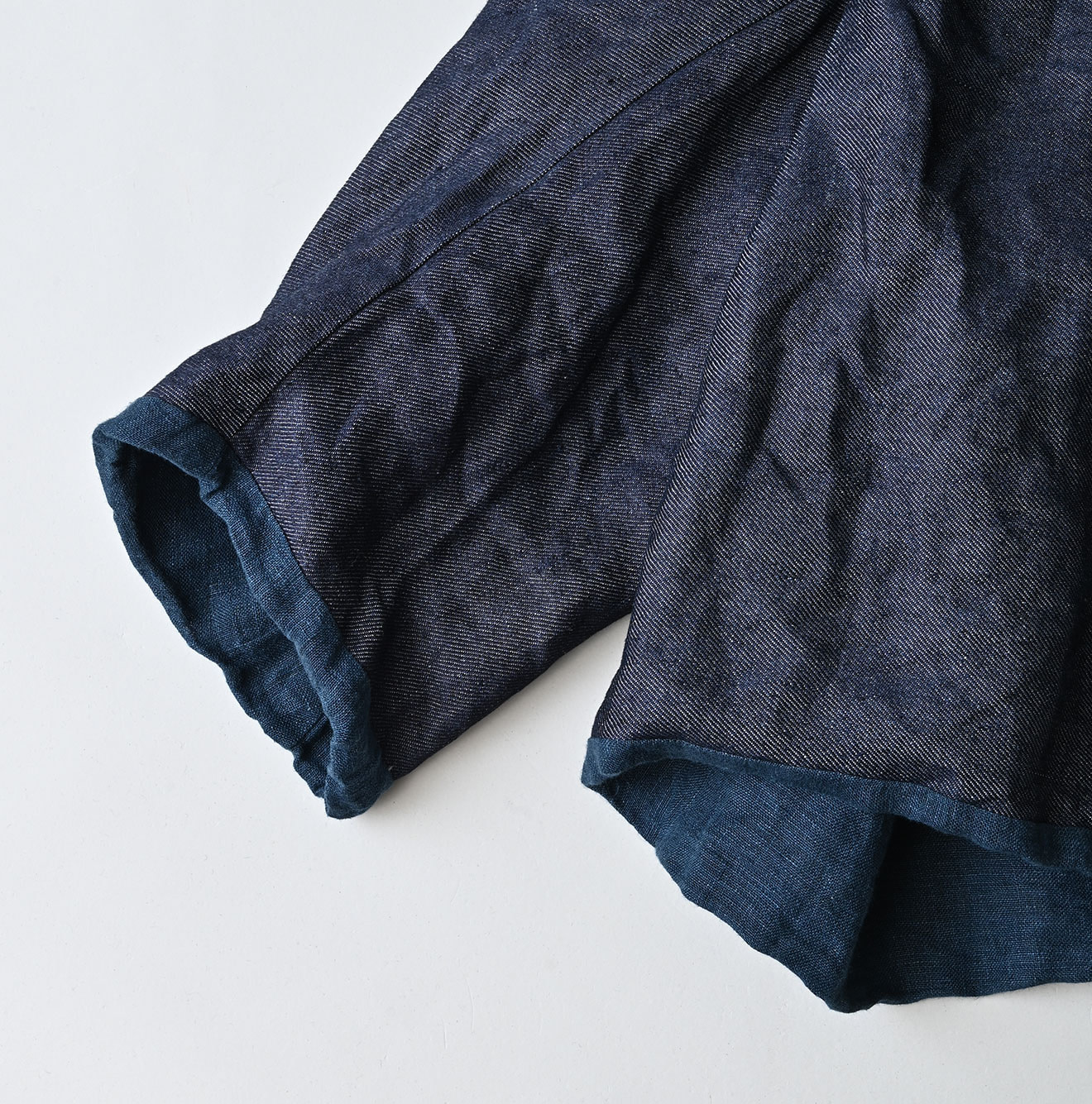 Ai Indigo Linen Layered Embroidery Bolero Detail