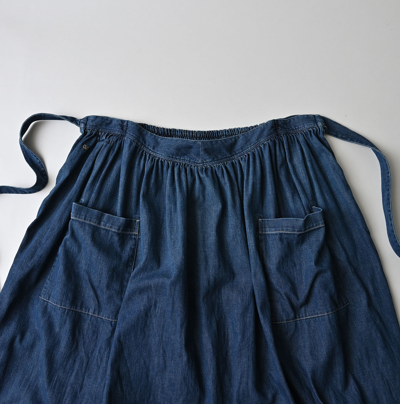 45 Petit Denim Apron Skirt Distressed Detail