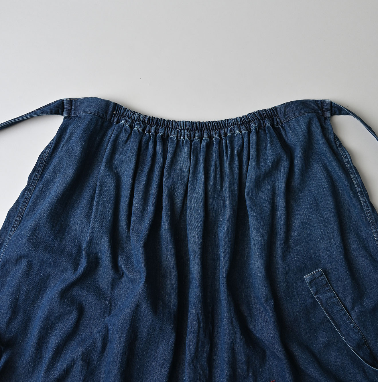 45 Petit Denim Apron Skirt Distressed Detail