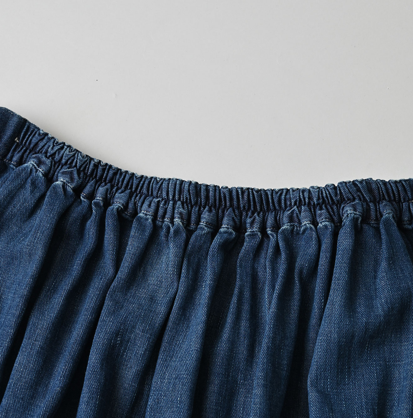 45 Petit Denim Apron Skirt Distressed Detail