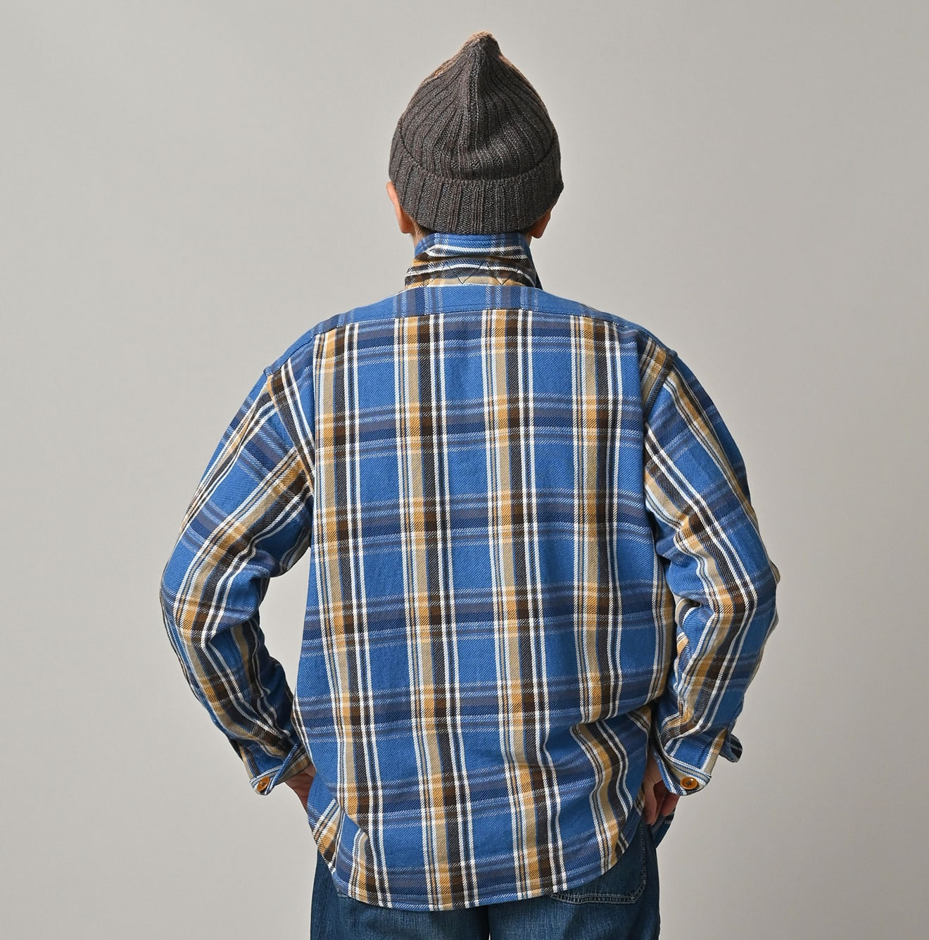 Zakkuri Indian Flannel 908 Over Shirt Male Model