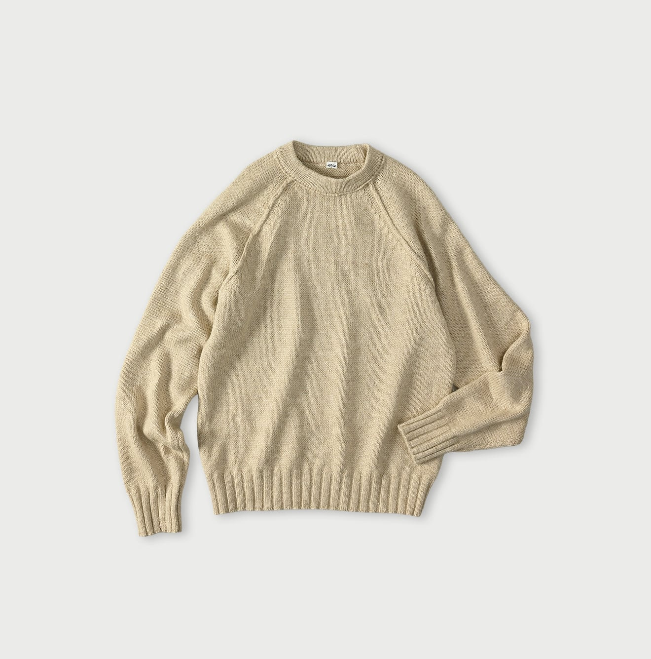 Cashmere Linen Raglan Sleeve Sweatshirt MEN Beige Tweed Top