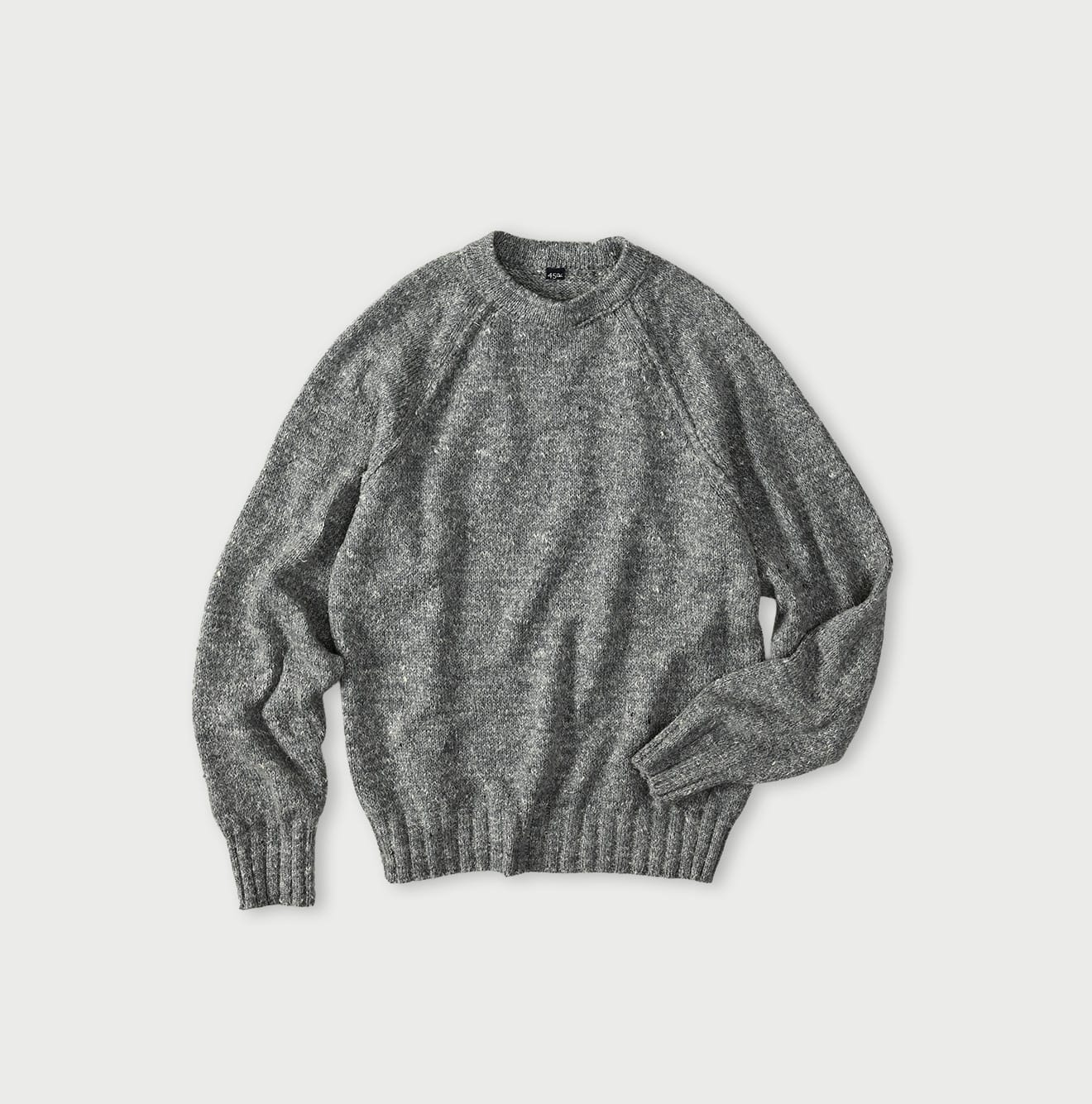 Cashmere Linen Raglan Sleeve Sweatshirt MEN Gray tweed Top