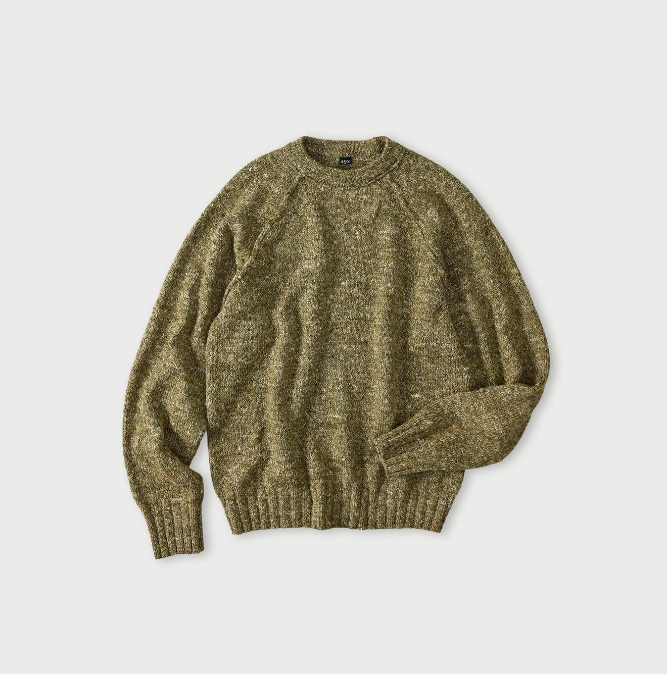 Cashmere Linen Raglan Sleeve Sweatshirt MEN Khaki tweed Top