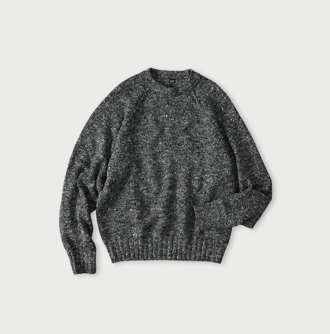 Cashmere Linen Raglan Sleeve Sweatshirt MEN Navy tweed Top