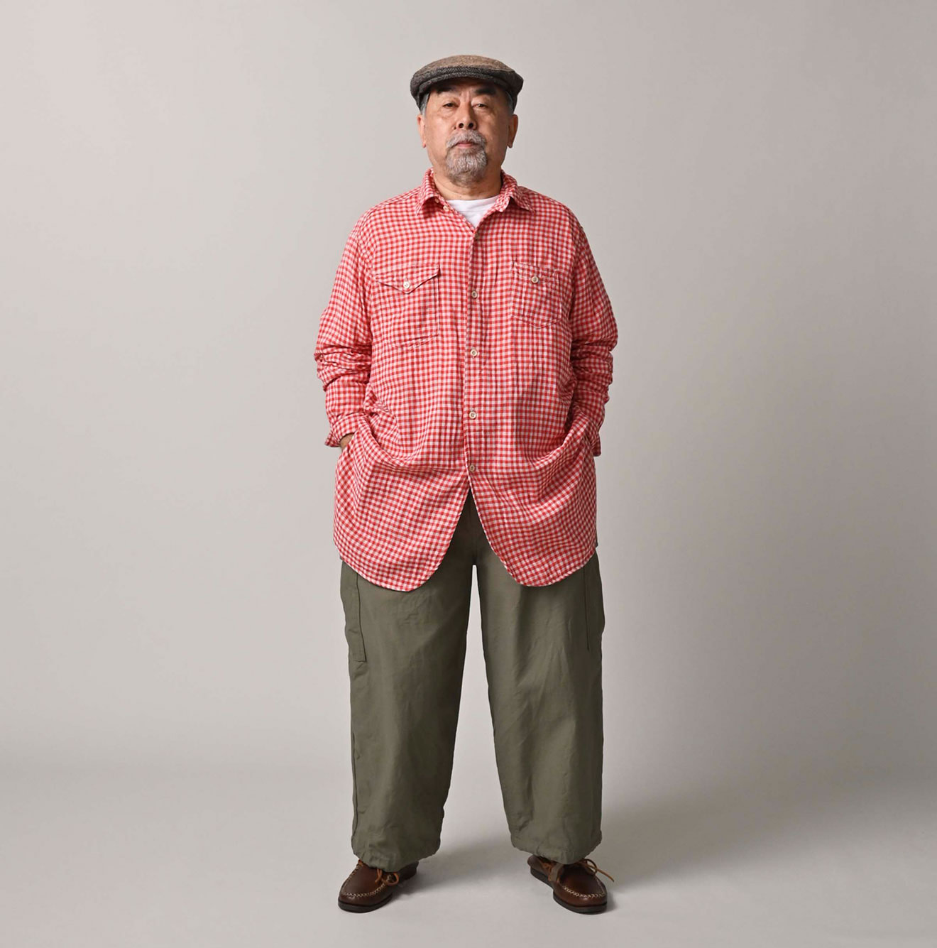 Gauze Double Woven 908 Gatcha-Pocket Shirt Male Model