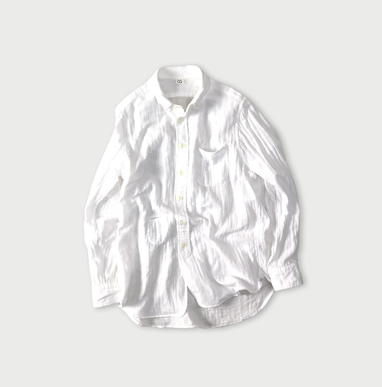 Gauze Double Woven 908 Loafer Button Down Shirt White