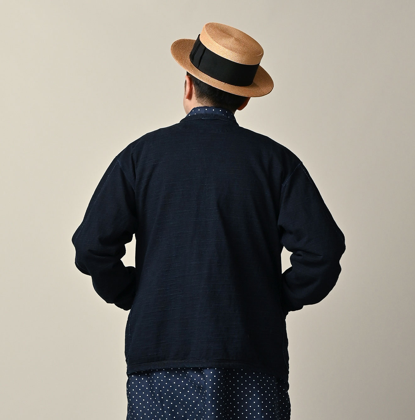 Indigo Dekoboko Tenjiku 908 Binder Cardigan Male Model