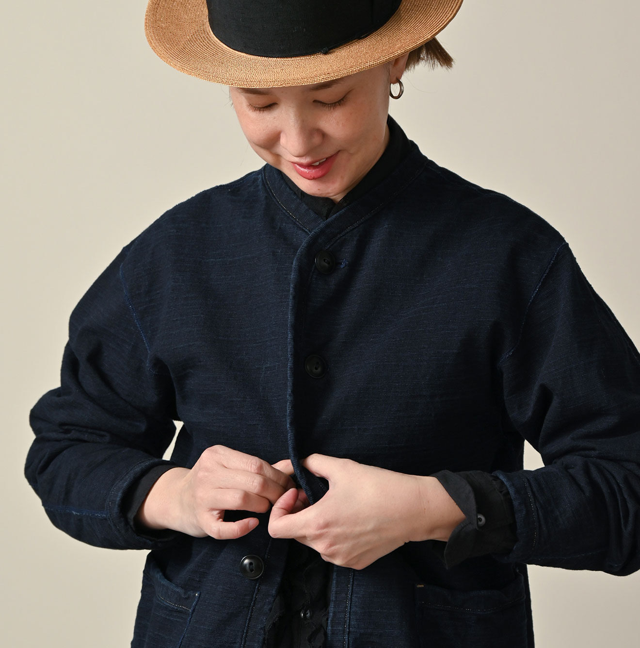 Indigo Dekoboko Tenjiku 908 Binder Cardigan Detail