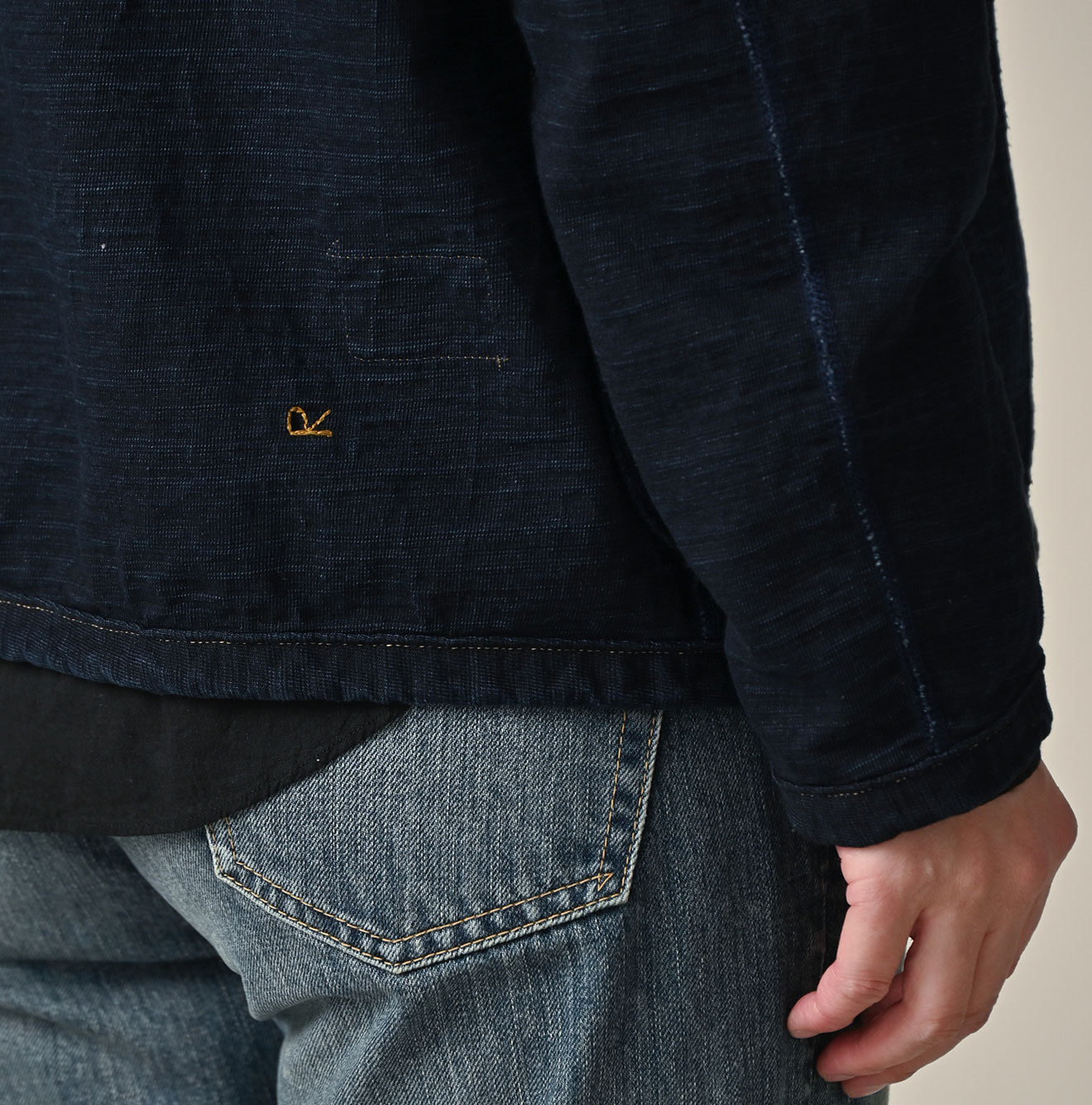 Indigo Dekoboko Tenjiku 908 Binder Cardigan Detail