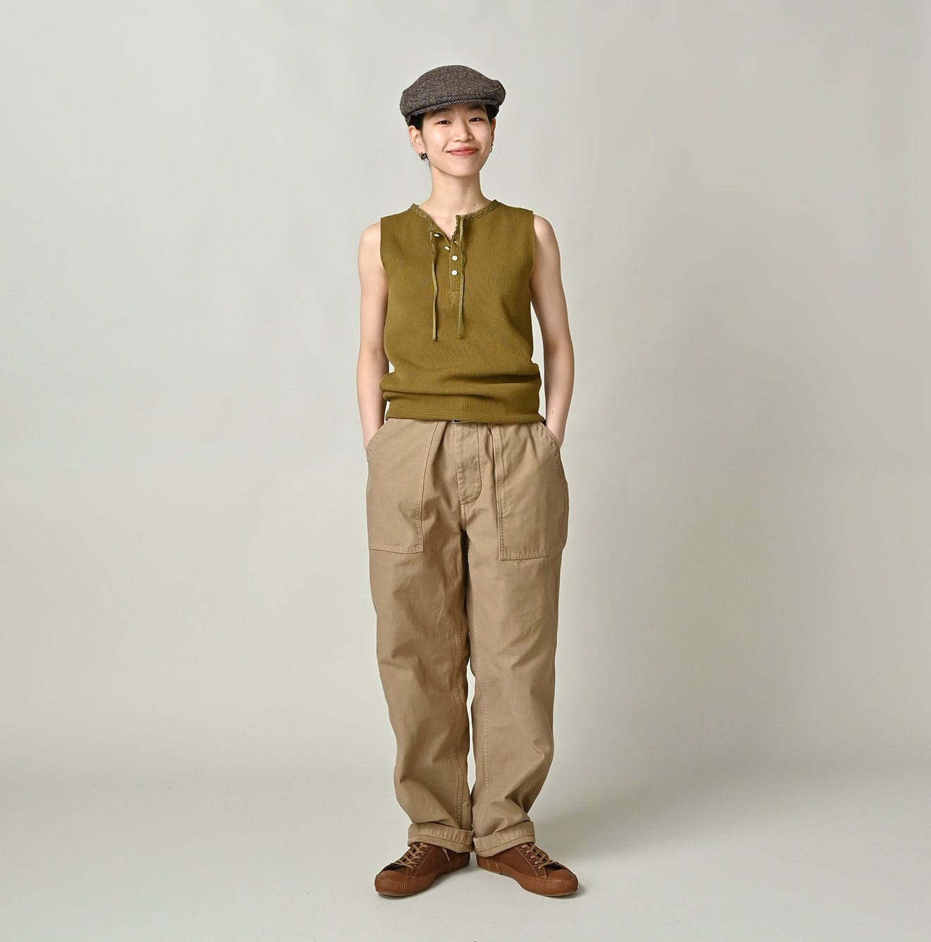 Rib Knitsew Camisole Female Model